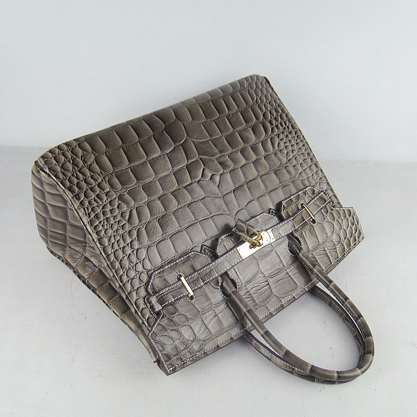 High Quality Fake Hermes Birkin 35CM Crocodile Veins Leather Bag Khaki 6089 - Click Image to Close